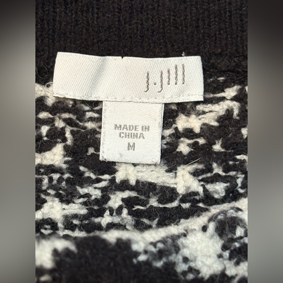 J. Jill Ultra Soft & Cozy Black/Cream Jacquard Pullover Sweater Sz Medium - Picture 6 of 12